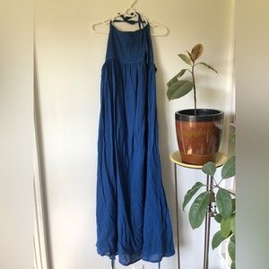 Royal blue halter neck column maxi dress